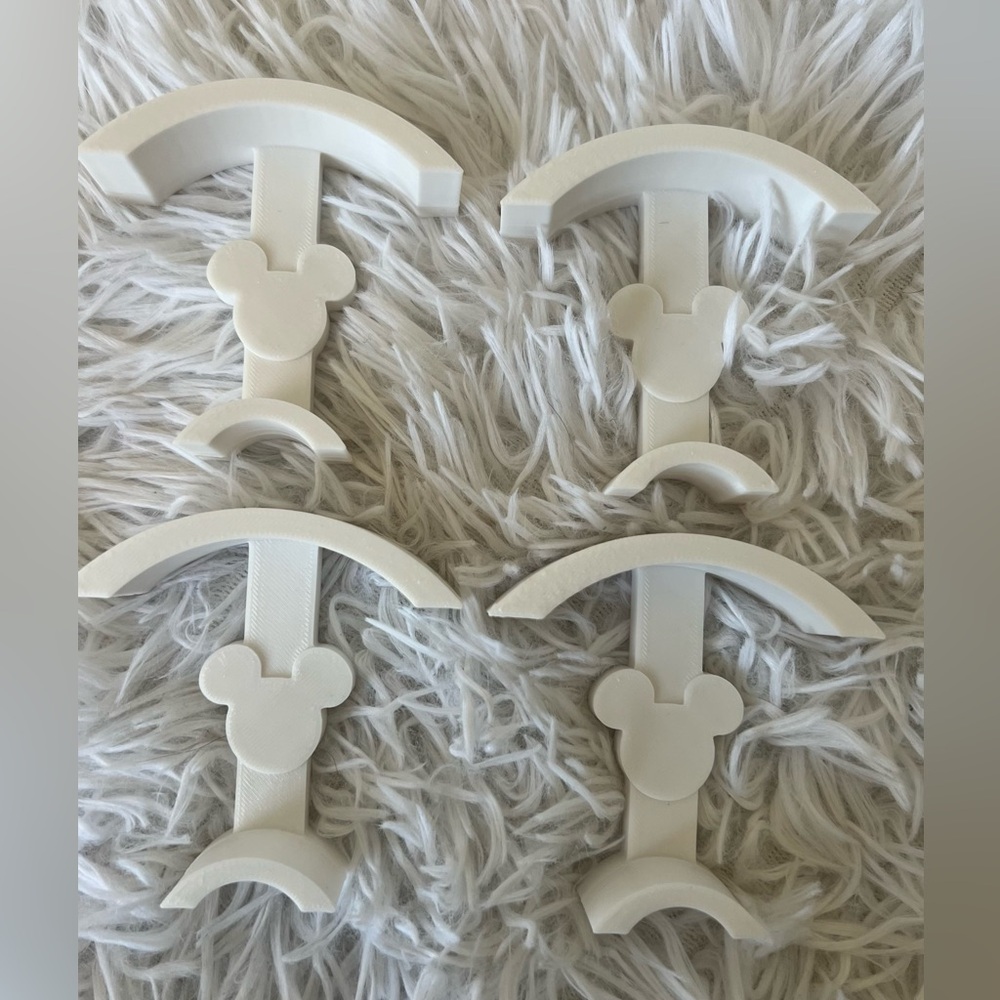 4 White Loungefly and Ear Display Hooks with Command Strips